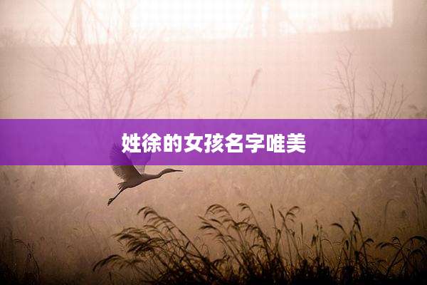 姓徐的女孩名字唯美