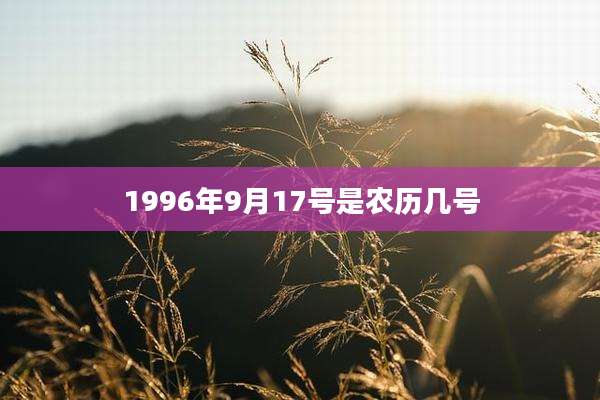 1996年9月17号是农历几号