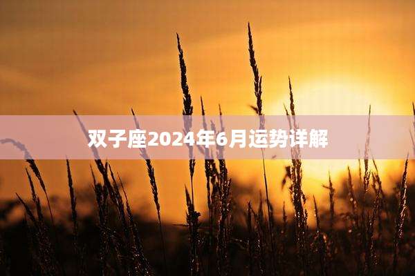 双子座2024年6月运势详解