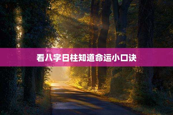 看八字日柱知道命运小口诀