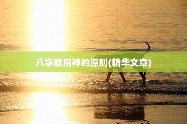 八字取用神的原则(精华文章)