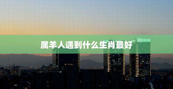 属羊人遇到什么生肖最好