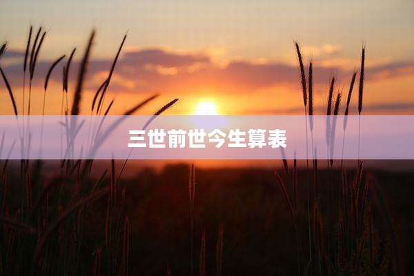 三世前世今生算表