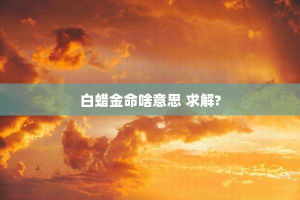 白蜡金命啥意思 求解?