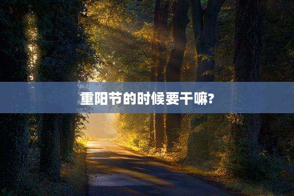 重阳节的时候要干嘛?