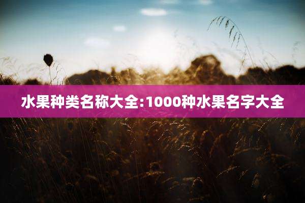 水果种类名称大全:1000种水果名字大全