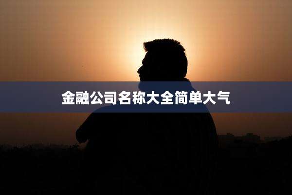 金融公司名称大全简单大气