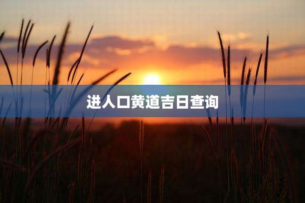 进人口黄道吉日查询