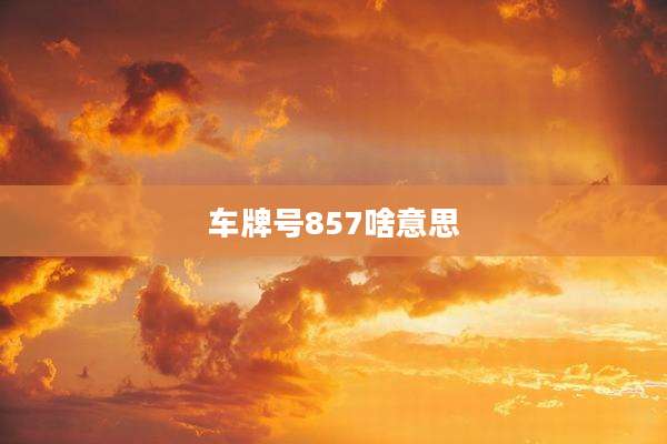 车牌号857啥意思