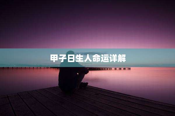 甲子日生人命运详解