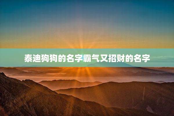 泰迪狗狗的名字霸气又招财的名字