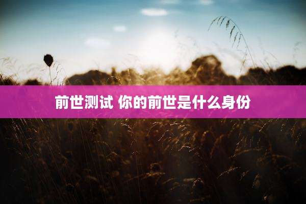 前世测试 你的前世是什么身份