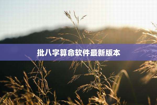 批八字算命软件最新版本