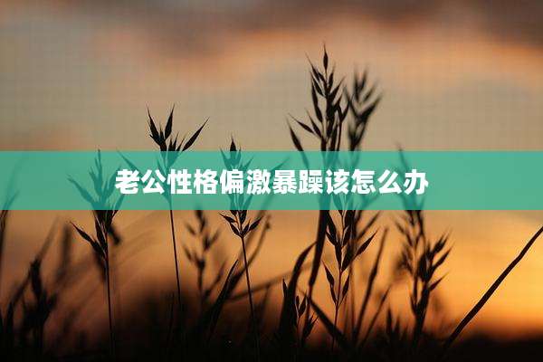 老公性格偏激暴躁该怎么办