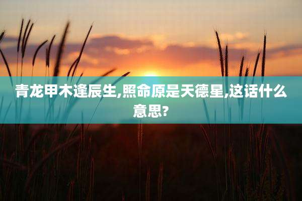 青龙甲木逢辰生,照命原是天德星,这话什么意思?