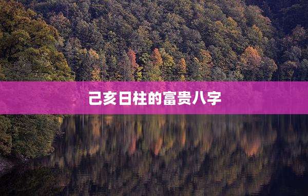 己亥日柱的富贵八字