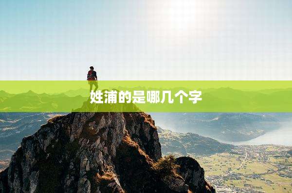 姓浦的是哪几个字