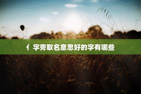 亻字旁取名意思好的字有哪些