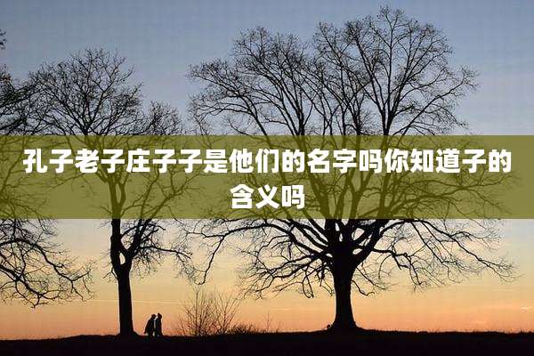 孔子老子庄子子是他们的名字吗你知道子的含义吗