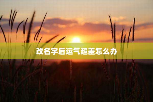 改名字后运气超差怎么办
