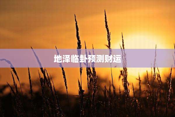 地泽临卦预测财运