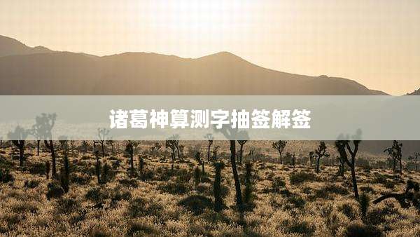 诸葛神算测字抽签解签