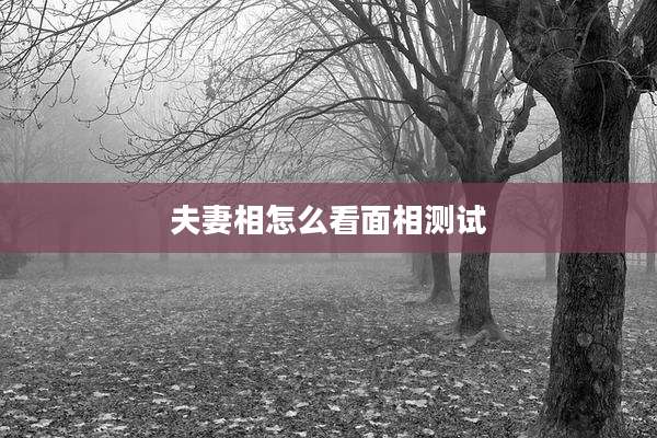 夫妻相怎么看面相测试